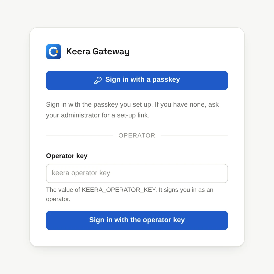 The sign-in screen